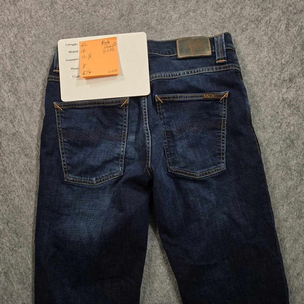 Nudie Grim Tim Jeans Mens 28x32 (tag 31x34) Blue Dark Wash Slim Straight Denim